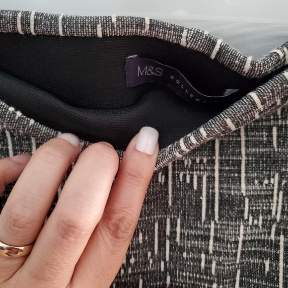M&S Collection A Line Stripes Gray Pencil skirt Size 10 - Picture 7 of 11